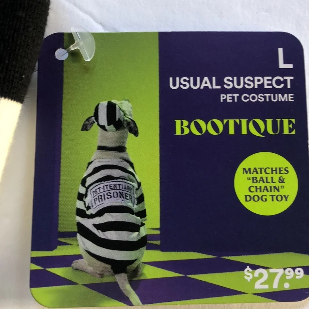 NWT Halloween prisoner dog costume L